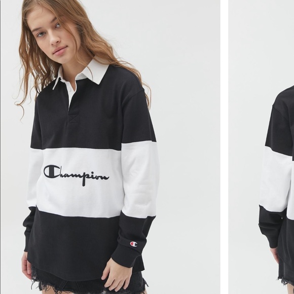 Champion Tops - NWT champion x UO black boyfriend rugby shirt
